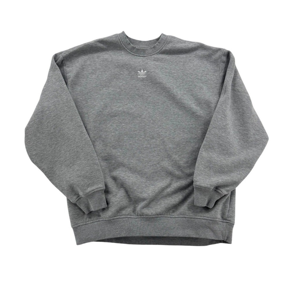 Adidas Originals Sweatshirt Womens Medium Grey Excellent Trefoil Crewneck Fleece